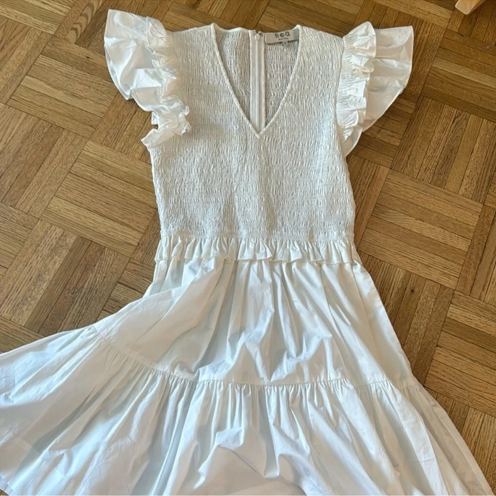 Sea New York phoebe cotton flutter sleeve white dress - Picture 4 of 7